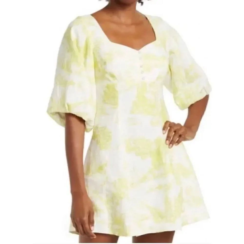Nicholas Lydia Linen Dress in Varley Lemonade Toile NWT Size 16